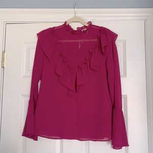 Wayf Maroon Ruffle Blouse small